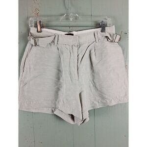 Anthony Thomas Melillo ATM Womens Linen Rayon Shorts 2 Gray Lightweight Zip Up